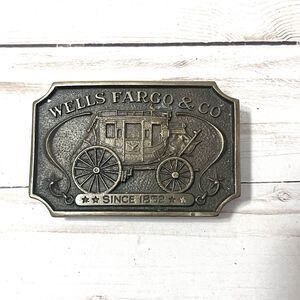 Vintage Authorized 1973 WELLS FARGO & CO Since 1852 Western Brass Belt Buckle